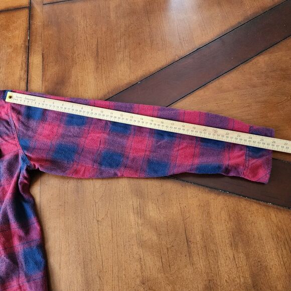 Burnside Flannel Long Sleeve Button Down Plaid Men Shirt Size M - Picture 8 of 12